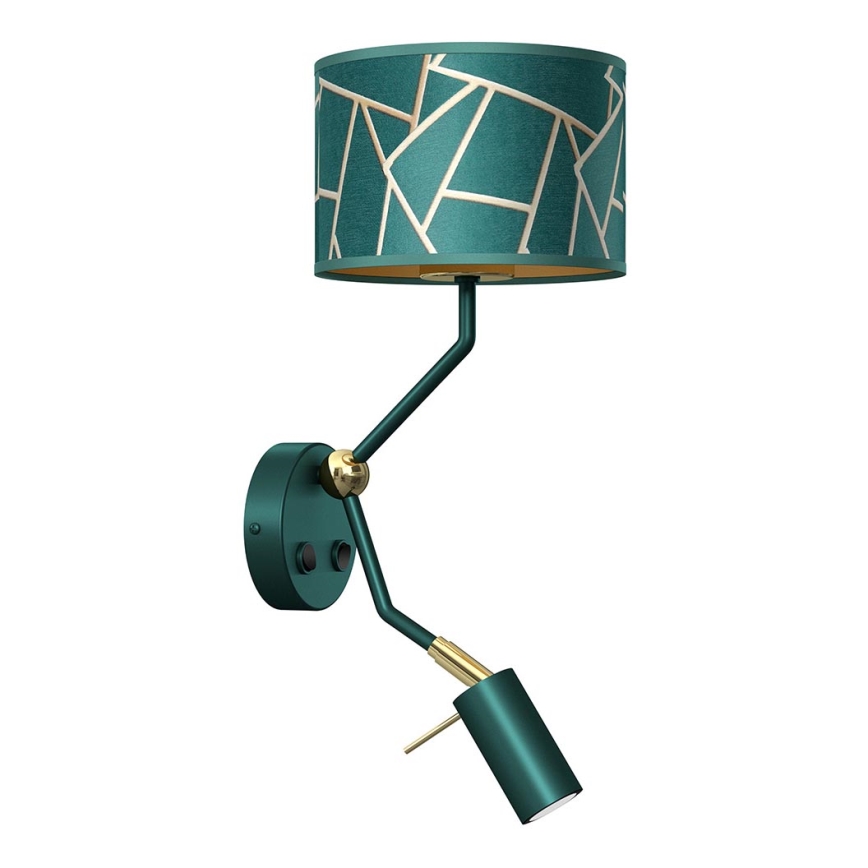 Lampada da parete ZIGGY 1xE27/40W/230V + 1xGU10/MR11/7W verde/oro