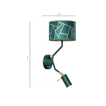 Lampada da parete ZIGGY 1xE27/40W/230V + 1xGU10/MR11/7W verde/oro