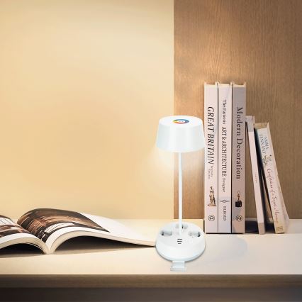 Aigostar - Lampada da scrivania LED RGBW dimmerabile con prese e USB LED/4,6 W/230 V 3000/4000/6500 K Bianco