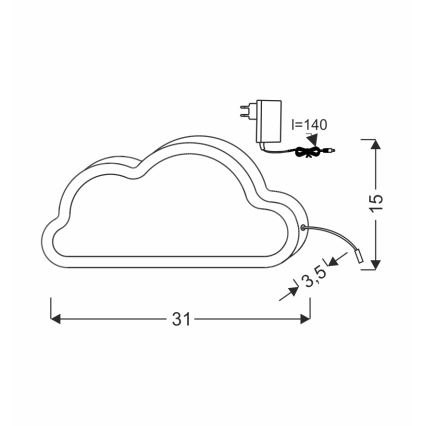 Lampada da scrivania per bambini CLOUD LED/11W/230V blu