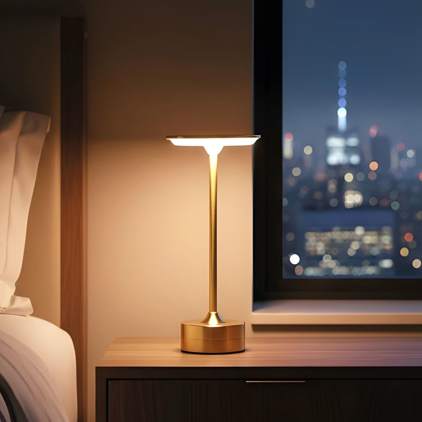 Lampada da tavolo LED ricaricabile dimmerabile NEW YORK LED/1,8W/5V 2700K/4000K/6500K 1200 mAh dorata