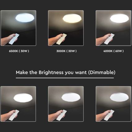 Lampada da soffitto dimmerabile a LED LED/60W/230V 3000K/4000K/6500K + Telecomando