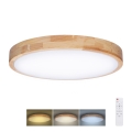 Lampada da soffitto dimmerabile a LED SOLID OAK LED/60W/230V 3000-6500K rovere diam. 51 cm con telecomando