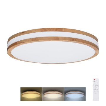 Lampada da soffitto dimmerabile LED WOODY LED/60W/230V 3000-6500K rovere Ø 50 cm con telecomando