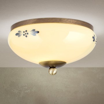 Lampada da soffitto LANDHAUS 1xE27/60W/230V Ø 21 cm bronzo/beige/blu