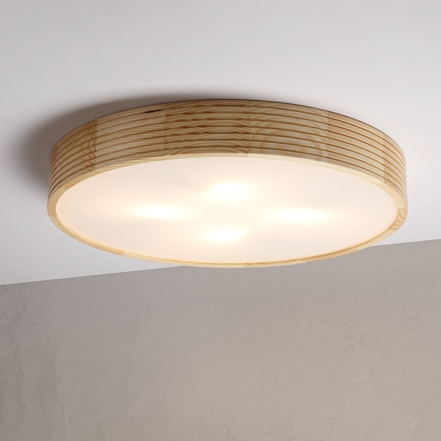 Lampada da soffitto NATURAL MODERN 4xE27/15W/230V Ø 58 cm in pino