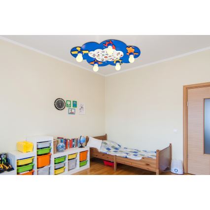 Lampada da soffitto per bambini LUCCA 5xE27/24W/230V blu