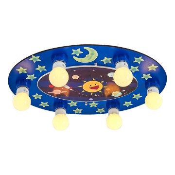 Lampada da soffitto per bambini LUCCA 6xE27/24W/230V blu
