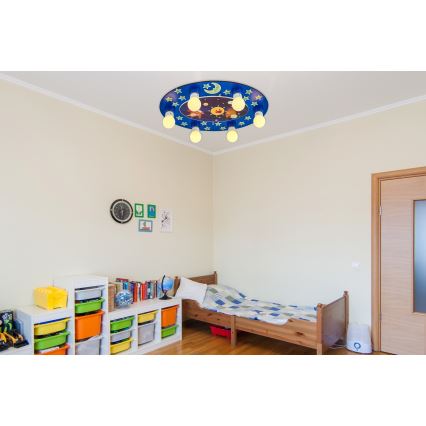 Lampada da soffitto per bambini LUCCA 6xE27/24W/230V blu