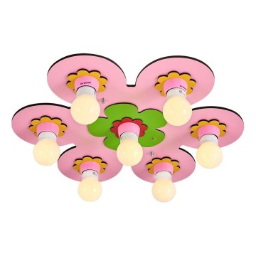 Lampada da soffitto per bambini LUCCA 7xE27/24W/230V rosa