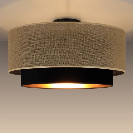 Lampada da soffitto SARTA 1xE27/60W/230V Ø 45 cm nero/iuta