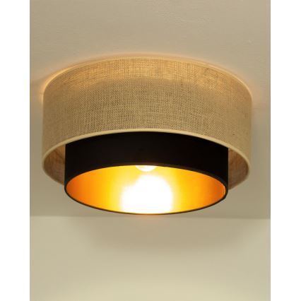 Lampada da soffitto SARTA 1xE27/60W/230V Ø 45 cm nero/iuta