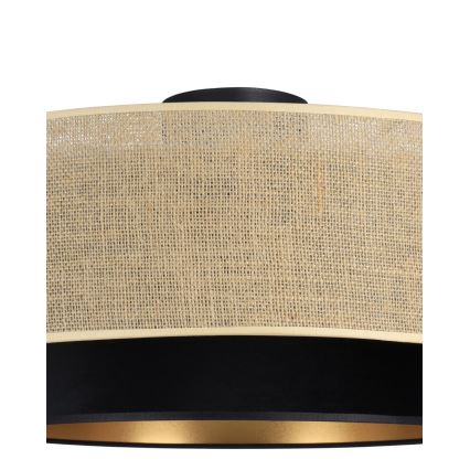 Lampada da soffitto SARTA 1xE27/60W/230V Ø 45 cm nero/iuta