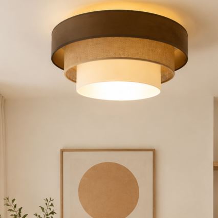 Lampada da soffitto WENTA 1xE27/60W/230V Ø 50 cm marrone/iuta/beige