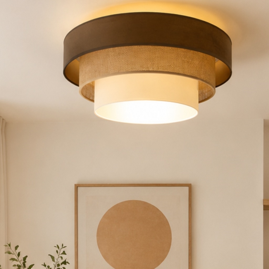 Lampada da soffitto WENTA 1xE27/60W/230V Ø 50 cm marrone/iuta/beige