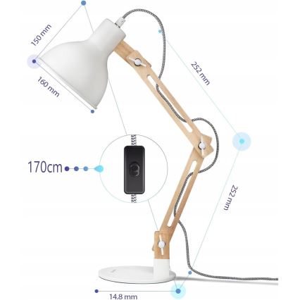 Lampada da tavolo 1xE27/40W/230V bianca