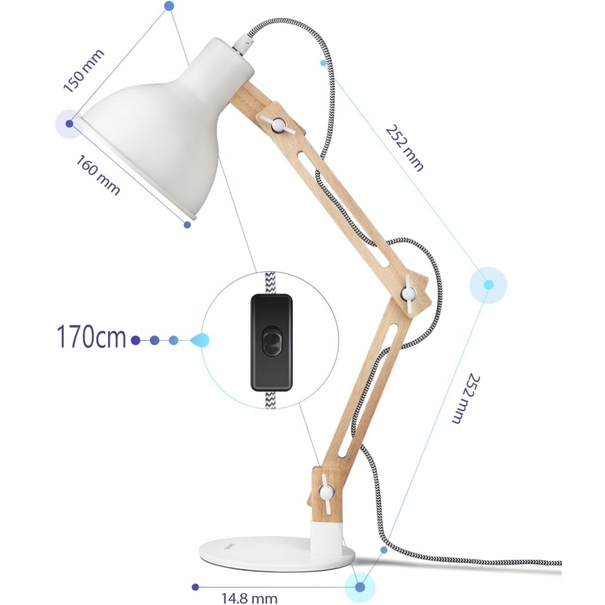 Lampada da tavolo 1xE27/40W/230V bianca