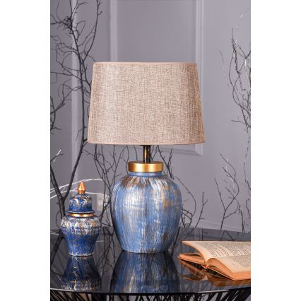 Lampada da tavolo 1xE27/40W/230V blu/beige