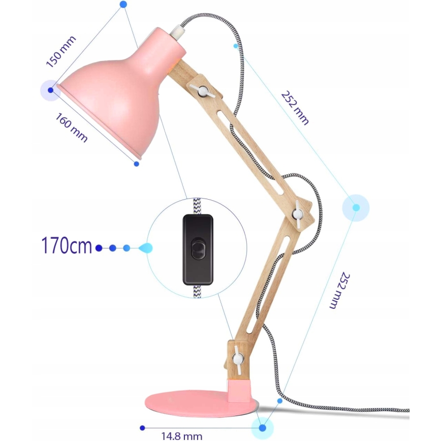 Lampada da tavolo 1xE27/40W/230V rosa