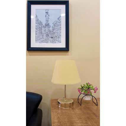Lampada da tavolo 1xE27/60W/230V beige/cromo lucido