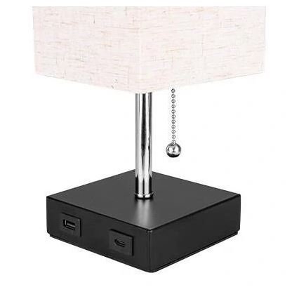 Lampada da tavolo 1xE27/60W/230V con USB caricatore