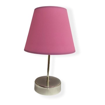Lampada da tavolo 1xE27/60W/230V rosa/cromo lucido