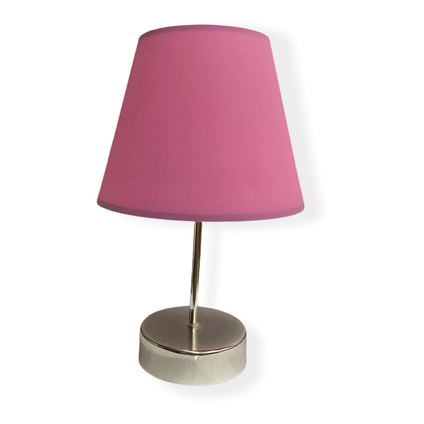 Lampada da tavolo 1xE27/60W/230V rosa/cromo lucido