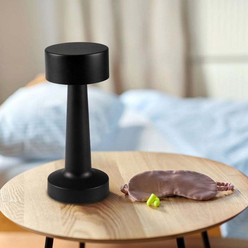 Lampada da tavolo dimmerabile a sfioramento LED SIMPLY/5V 2700/4000/6500K 800 mAh nera