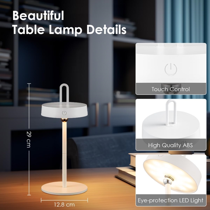 Lampada da tavolo LED dimmerabile ricaricabile a sfioramento per esterni GENTLE LED/1,5W/3,7V 3000 mAh IP44 bianca