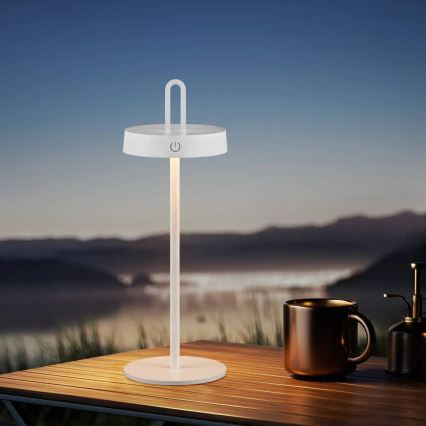 Lampada da tavolo LED dimmerabile a sfioramento ricaricabile per esterni SHINE LED/1,5W/3,7V 3000 mAh IP44 bianco