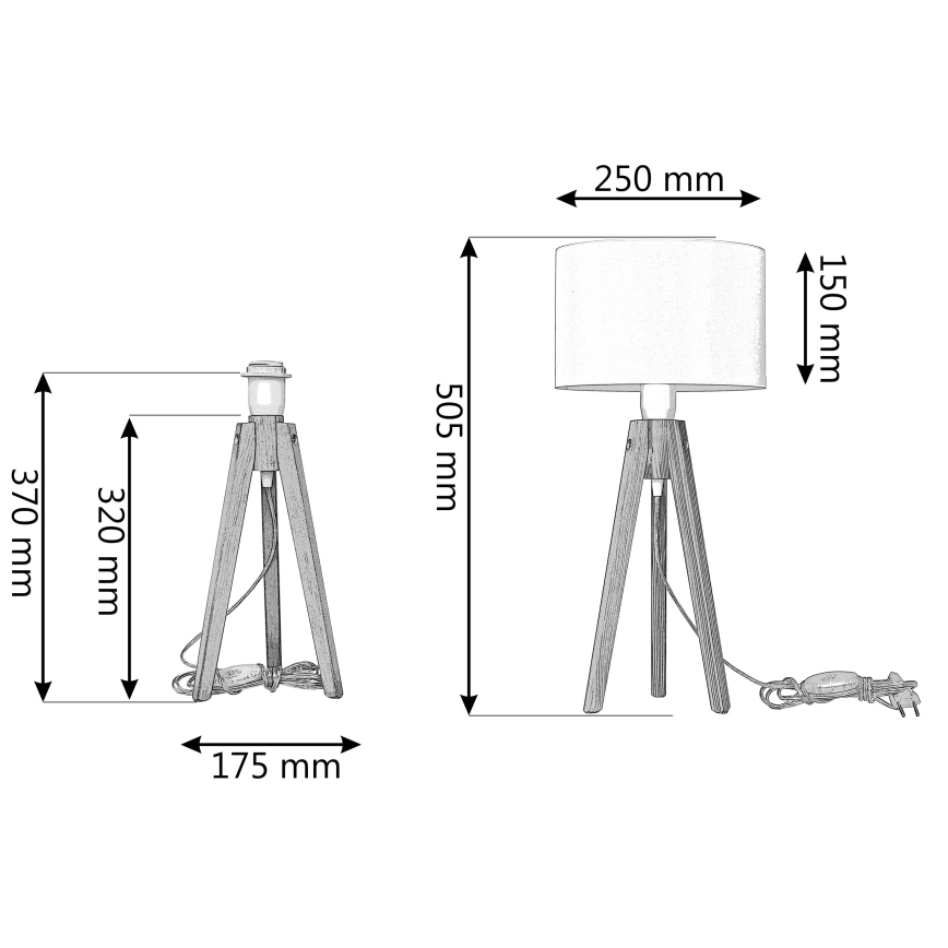 Lampada da tavolo ALBA 1xE27/15W/230V bianco/quercia