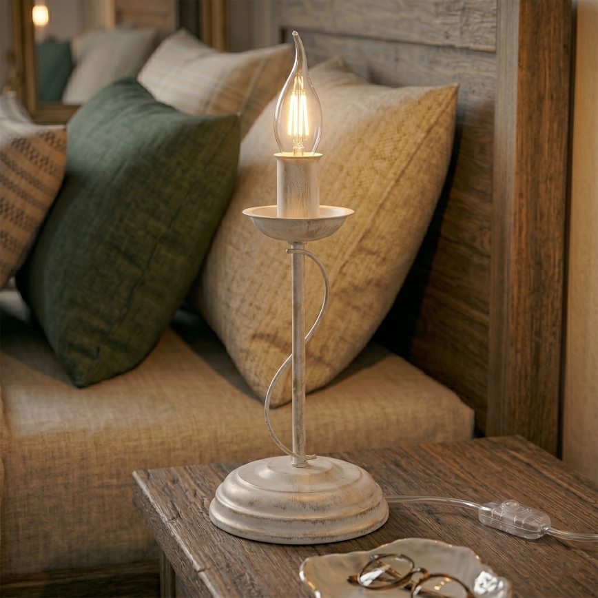 Lampada da tavolo ANTON 1xE14/60W/230V bianco patinato