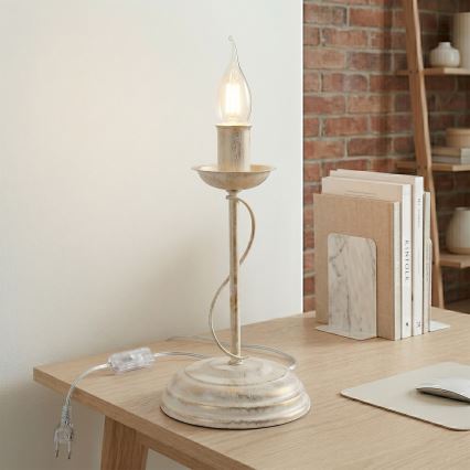Lampada da tavolo ANTON 1xE14/60W/230V bianco patinato