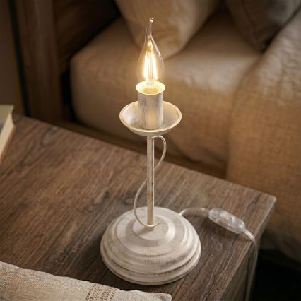 Lampada da tavolo ANTON 1xE14/60W/230V bianco patinato
