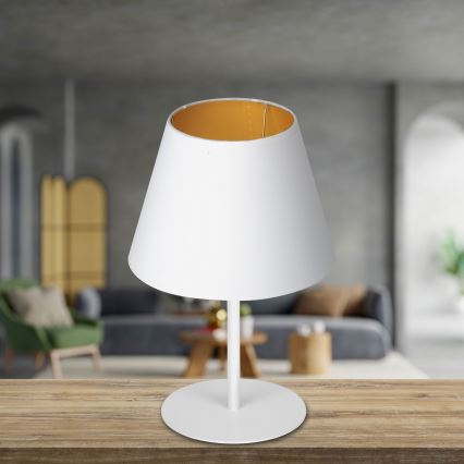 Lampada da tavolo ARDEN 1xE27/60W/230V diametro 20 cm bianco/oro