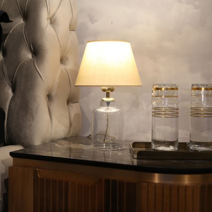 Lampada da tavolo AYD 1xE27/40W/230V beige/trasparente