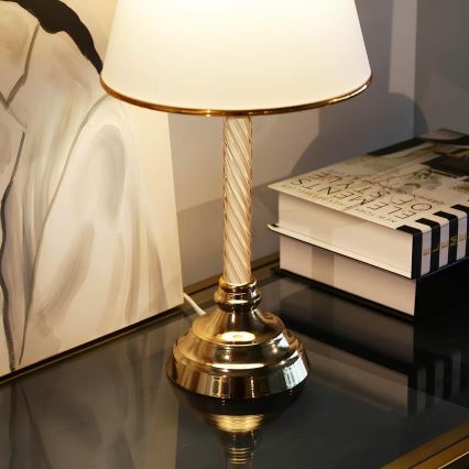 Lampada da tavolo AYD 1xE27/40W/230V bianca/oro
