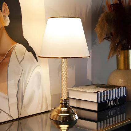 Lampada da tavolo AYD 1xE27/40W/230V bianco/oro