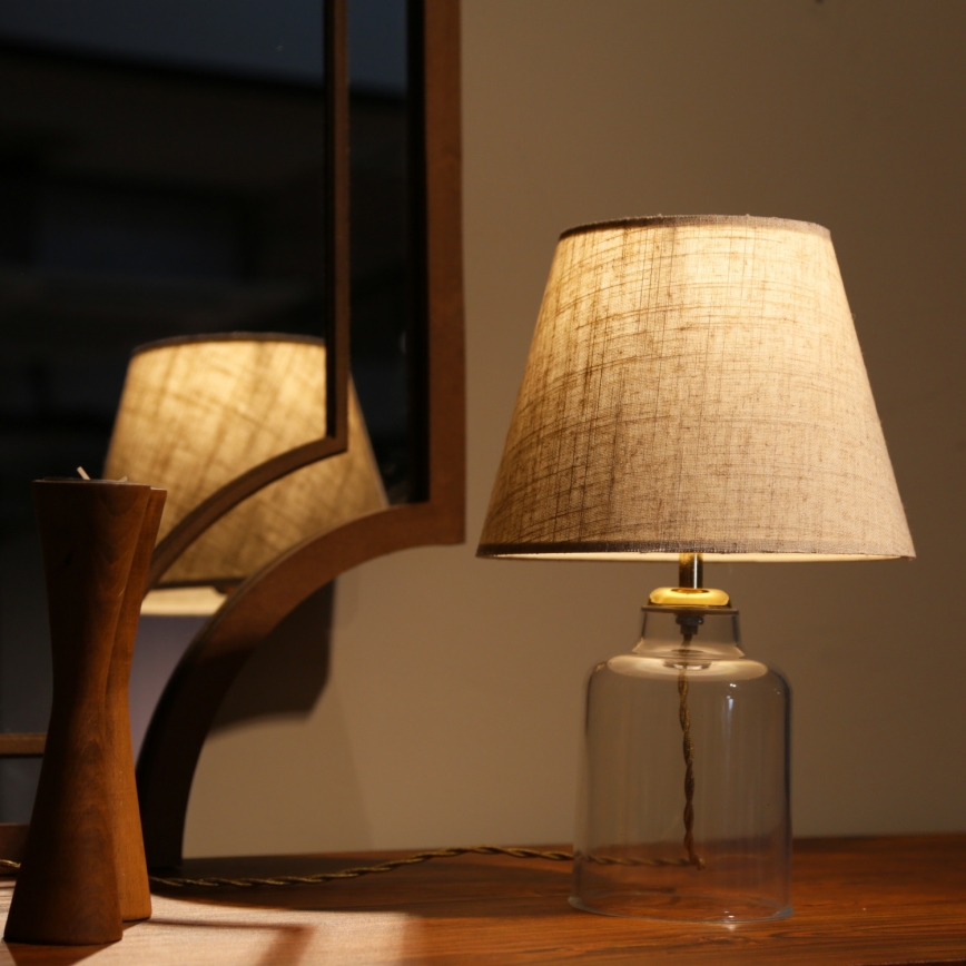 Lampada da tavolo AYD 1xE27/40W/230V crema/trasparente