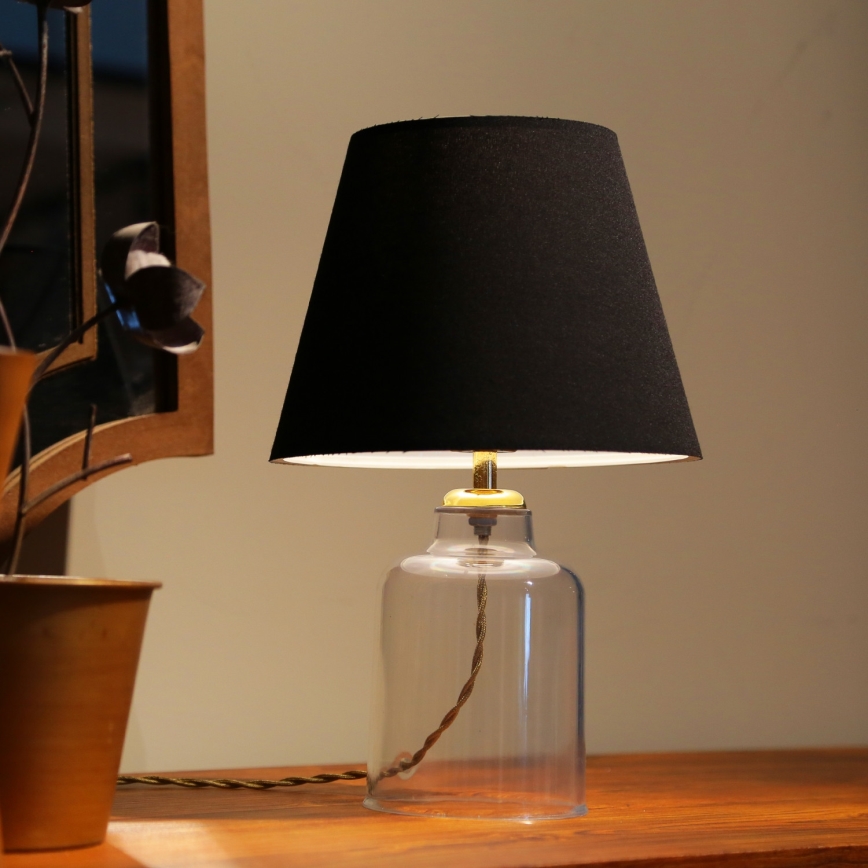 Lampada da tavolo AYD 1xE27/40W/230V nera/trasparente