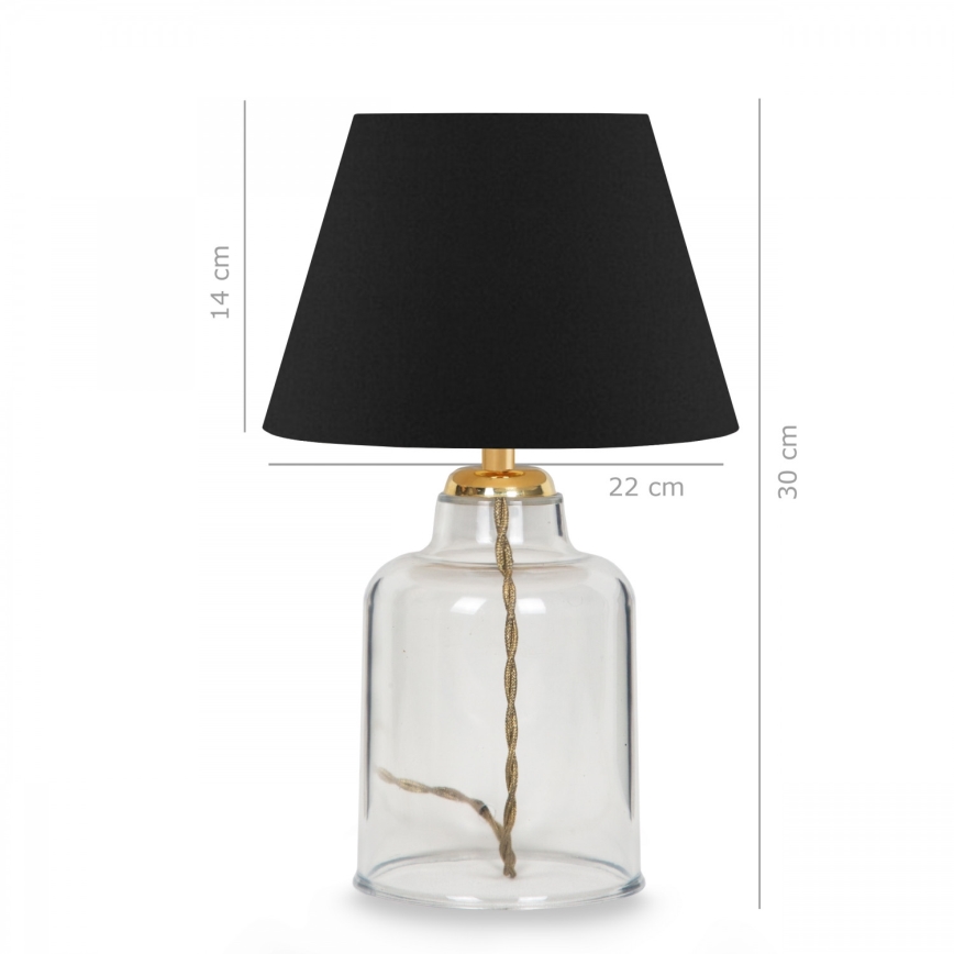 Lampada da tavolo AYD 1xE27/40W/230V nera/trasparente