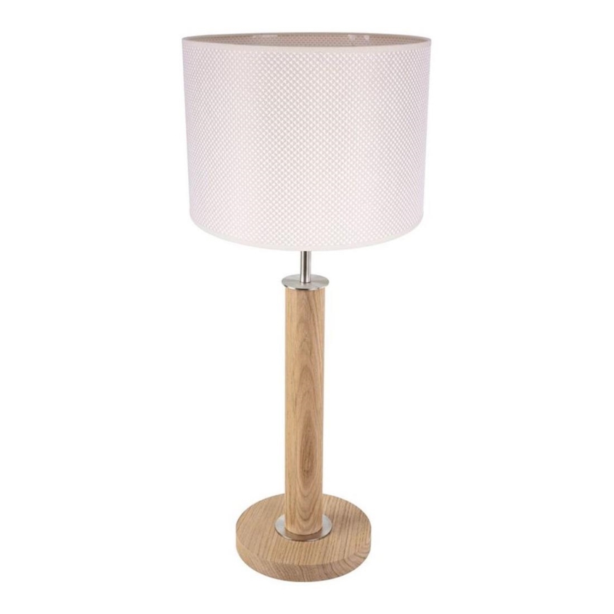 Lampada da tavolo BENITA 1xE27/60W/230V 61 cm color crema/quercia