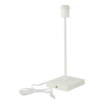 Lampada da tavolo bianca con porta USB, attacco 1x E27, 15W, 230V