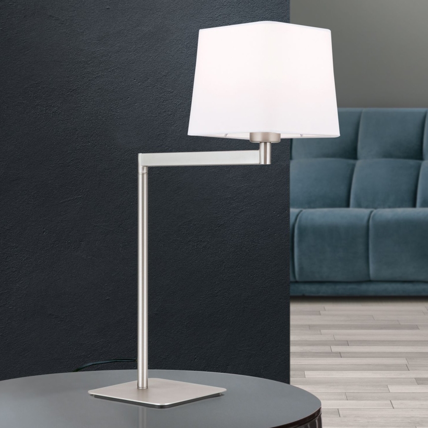 Lampada da tavolo CARLTON 1xE27/40W/230V bianco/cromo opaco