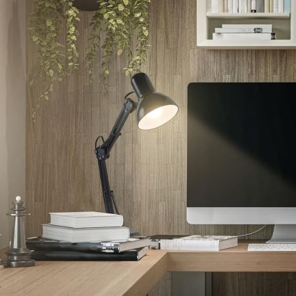 Lampada da tavolo con clip 2 in 1, 1xE27/60W/230V, nera