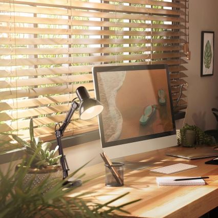 Lampada da tavolo con clip 2 in 1, 1xE27/60W/230V, nera