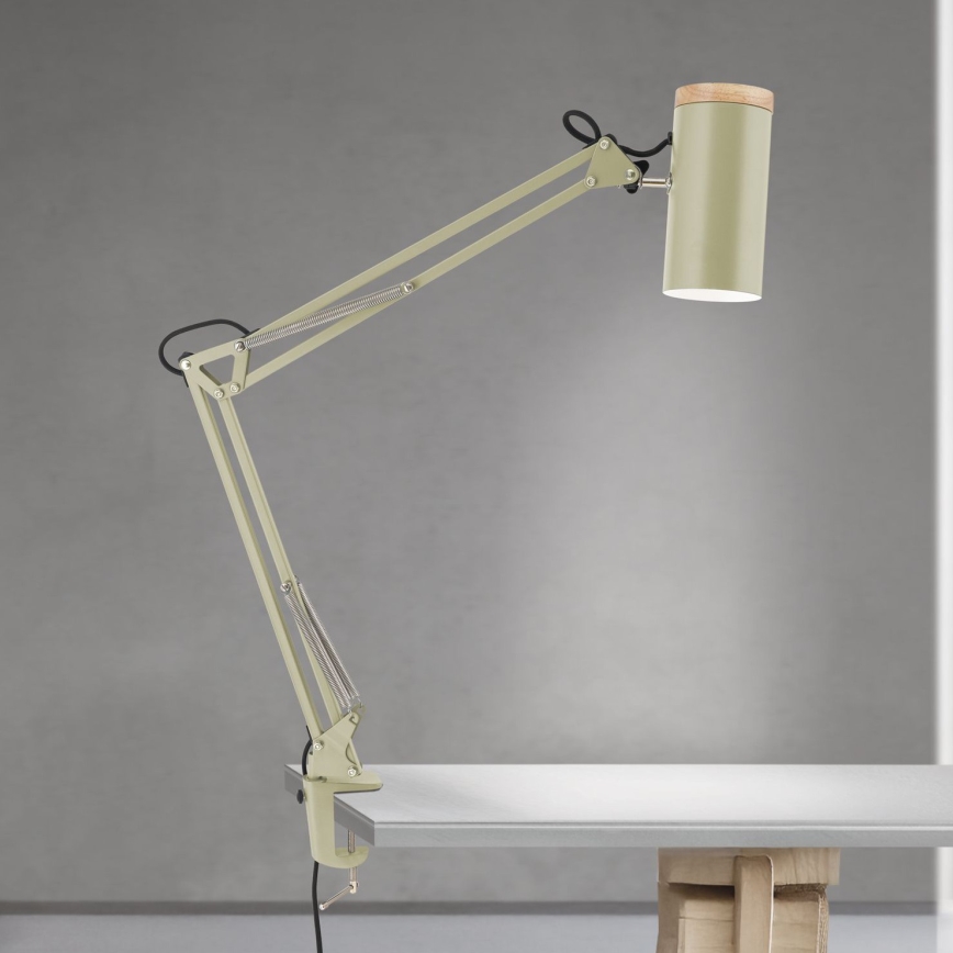 Lampada da tavolo con clip GILI 1xE27/40W/230V verde