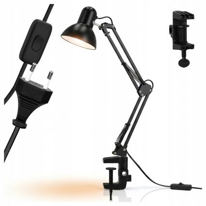 Lampada da tavolo con morsetto 1xE27/60W/230V nera