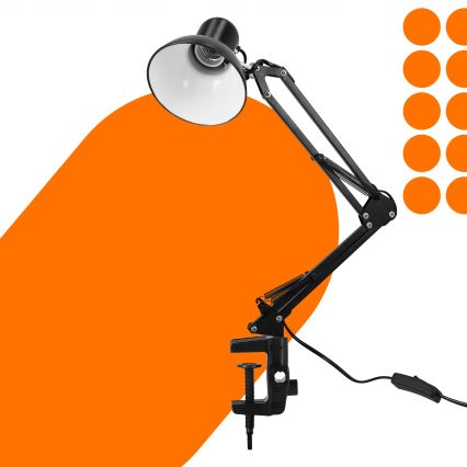 Lampada da tavolo con morsetto 1xE27/60W/230V nera