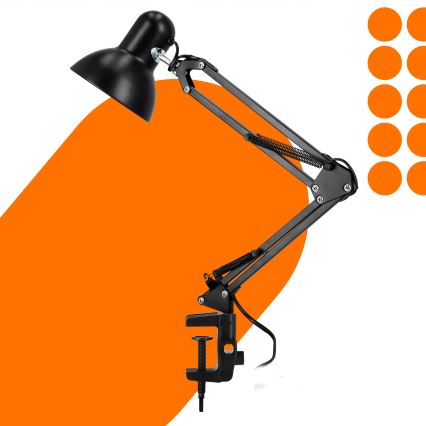 Lampada da tavolo con morsetto 1xE27/60W/230V nera